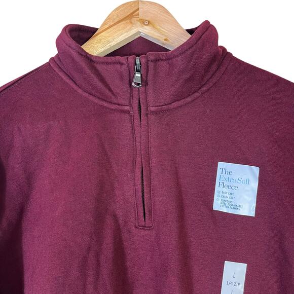 NWT Croft & Barrow 1/4 Zip Fleece Pullover Sz L Burgundy Extra Soft Sustainable - Picture 3 of 6
